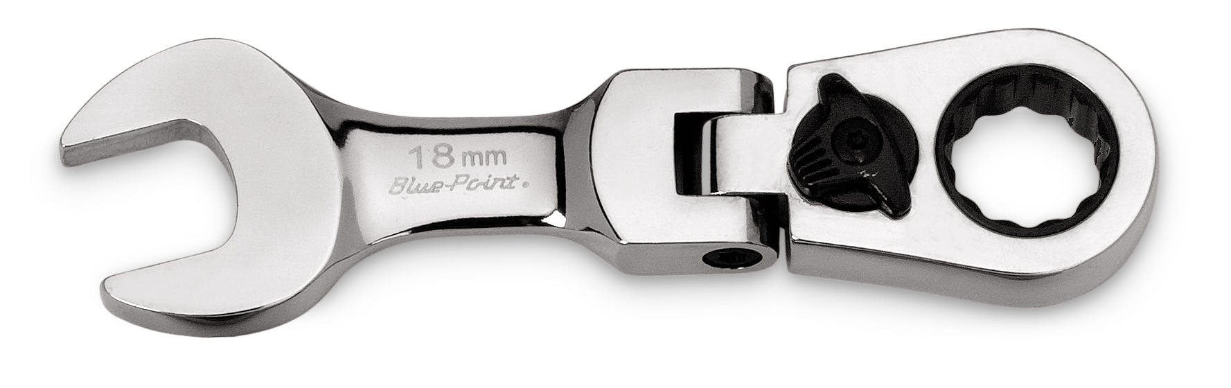 18 mm 12-Point Metric Midget 15° Offset Box Flex-Head Ratcheting Combination Wrench (Blue-Point®) | BOERMSF18 18 mm 12-Point Metric Midget 15° Offset Box Flex-Head Ratcheting Combination Wrench (Blue-Point®) | BOERMSF18